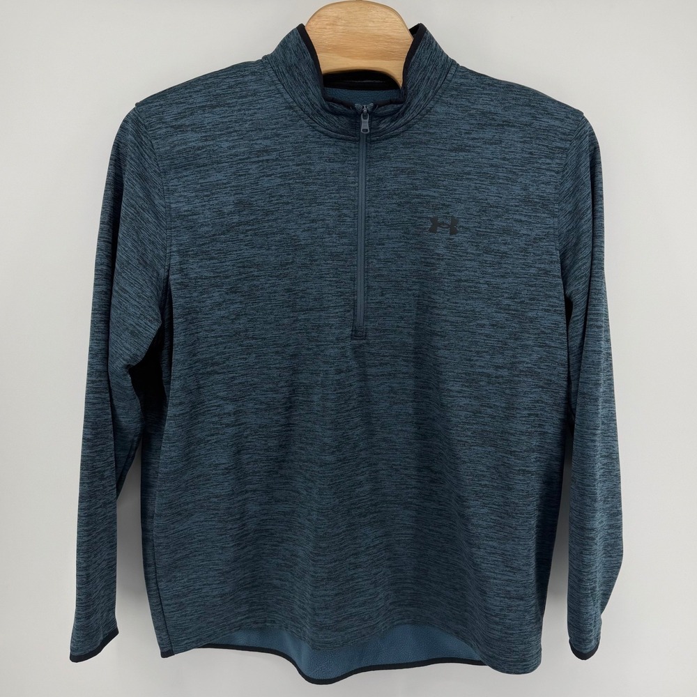 Under Armour ColdGear Men's Quarter Zip Pullover Sweater Blue Heathered 3XL